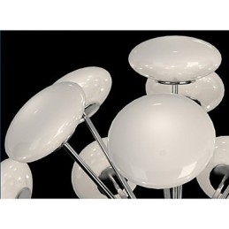 ModernYestaurant Lampada a sospensione circolare in vetro stile europeo, LED integrato, argento, 55 cm