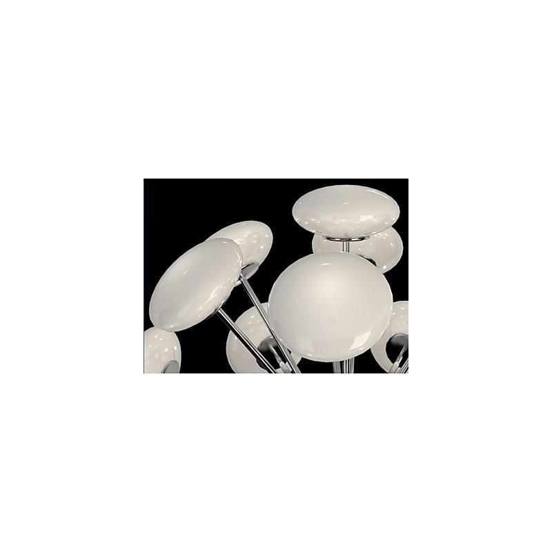 ModernYestaurant Lampada a sospensione circolare in vetro stile europeo, LED integrato, argento, 55 cm