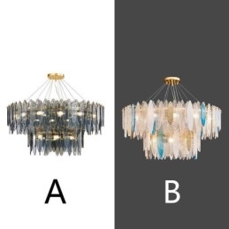 Lampadario moderno in vetro rotondo 14 luci E12/E14 80 x 60 cm