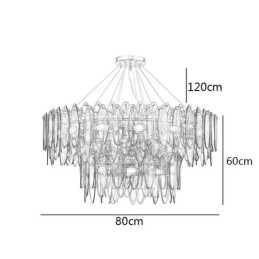 Lampadario moderno in vetro rotondo 14 luci E12/E14 80 x 60 cm