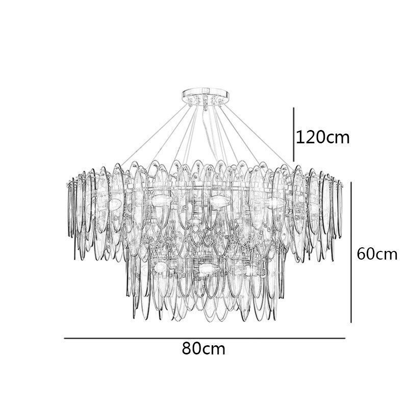 Lampadario moderno in vetro rotondo 14 luci E12/E14 80 x 60 cm