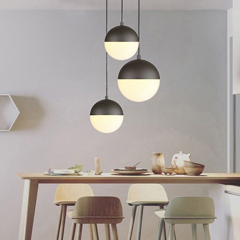 Lampada a sospensione moderna in vetro a sfera, 1 o 3 luci, E26/E27