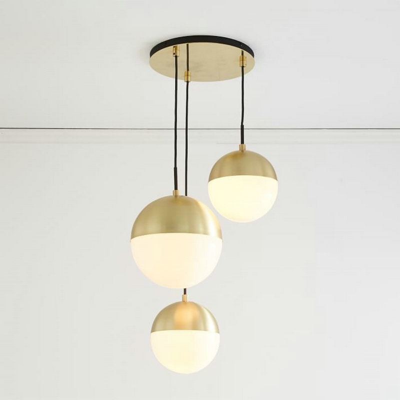 Lampada a sospensione moderna in vetro a sfera, 1 o 3 luci, E26/E27