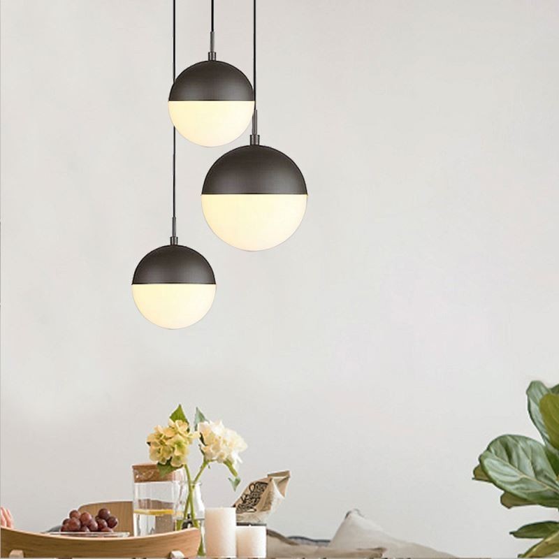 Lampada a sospensione moderna in vetro a sfera, 1 o 3 luci, E26/E27