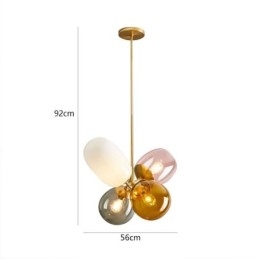 Lampada a sospensione nordica in vetro colorato, 4 luci, attacco E26/E27, 56 x 92 cm
