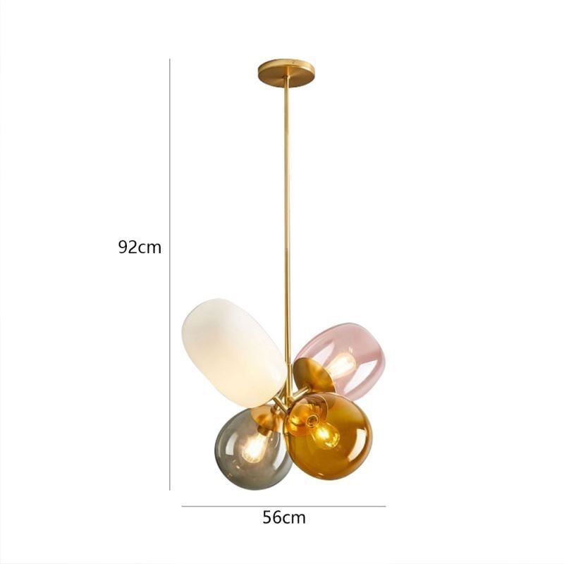 Lampada a sospensione nordica in vetro colorato, 4 luci, attacco E26/E27, 56 x 92 cm