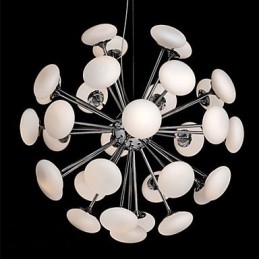 ModernYestaurant Lampada a sospensione circolare in vetro stile europeo, LED integrato, argento, 55 cm