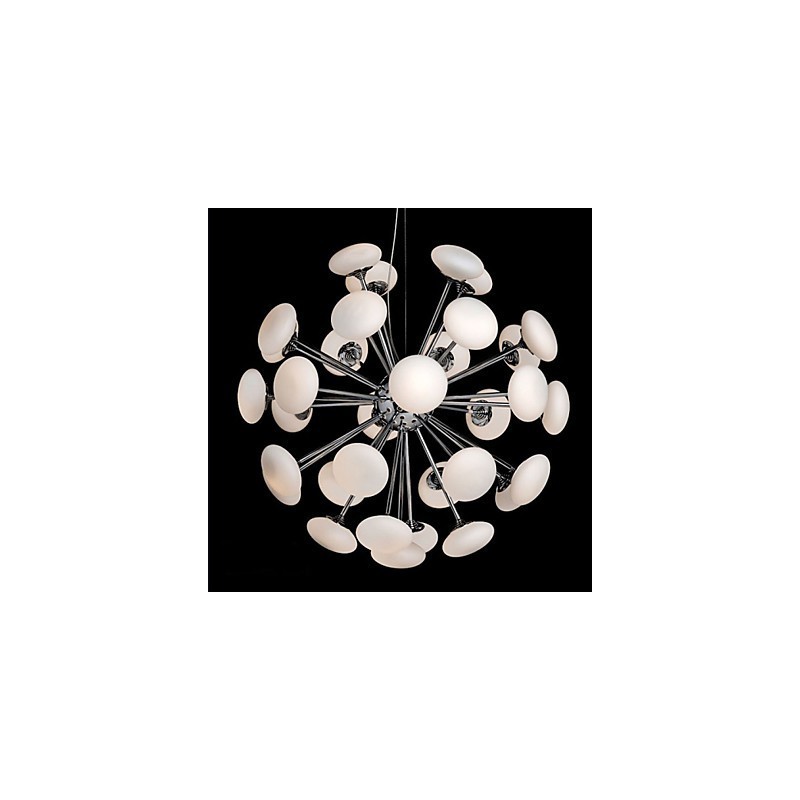 ModernYestaurant Lampada a sospensione circolare in vetro stile europeo, LED integrato, argento, 55 cm