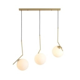 Lampada a sospensione a sfera in vetro con finitura in ottone