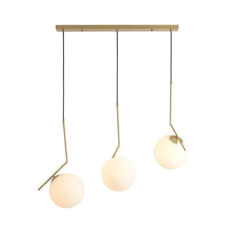 Lampada a sospensione a sfera in vetro con finitura in ottone