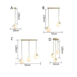 Lampada a sospensione a sfera in vetro con finitura in ottone