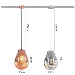 Lampada a sospensione in vetro effetto bolle di sapone, 23×23×29 cm, cavo regolabile 100 cm