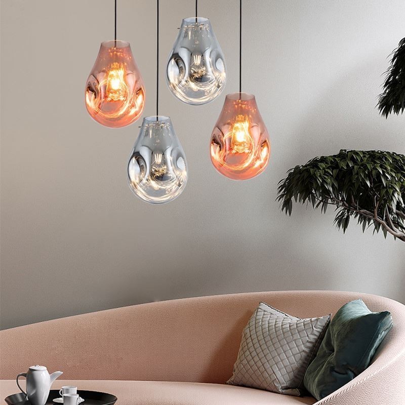 Lampada a sospensione in vetro effetto bolle di sapone, 23×23×29 cm, cavo regolabile 100 cm