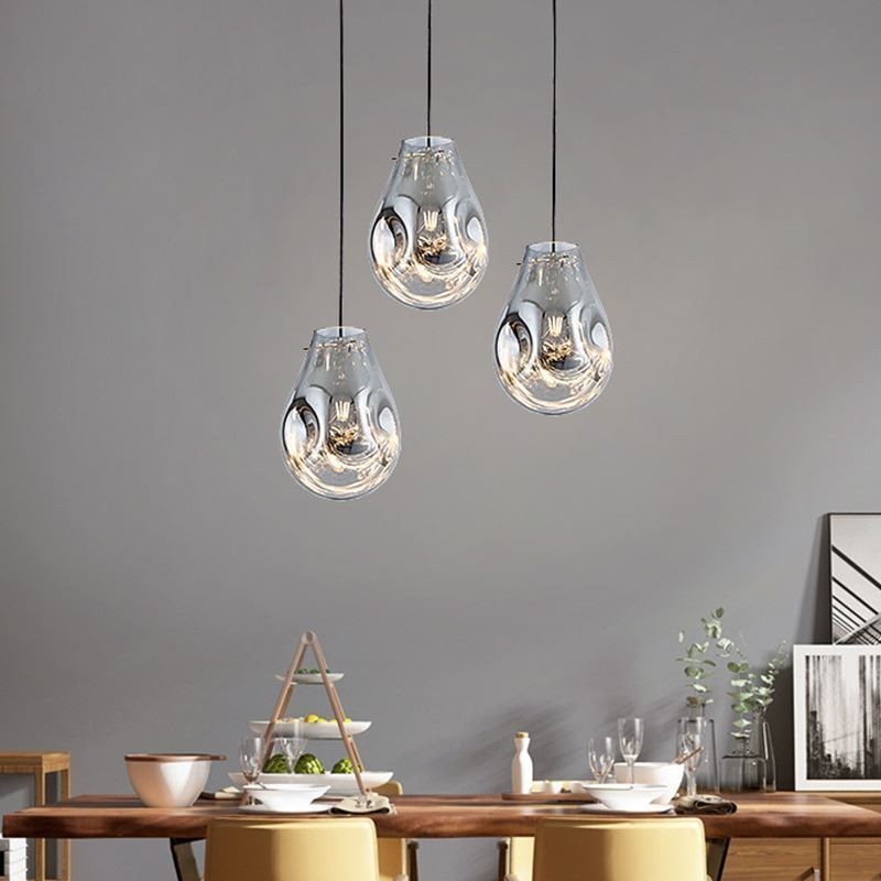 Lampada a sospensione in vetro effetto bolle di sapone, 23×23×29 cm, cavo regolabile 100 cm