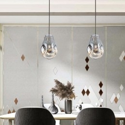 Lampada a sospensione in vetro effetto bolle di sapone, 23×23×29 cm, cavo regolabile 100 cm