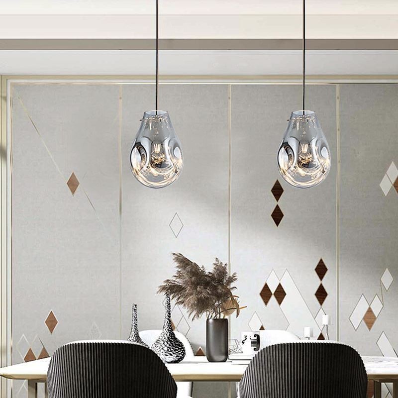 Lampada a sospensione in vetro effetto bolle di sapone, 23×23×29 cm, cavo regolabile 100 cm