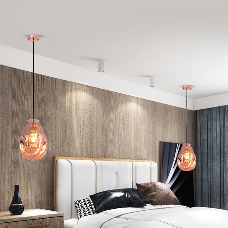 Lampada a sospensione in vetro effetto bolle di sapone, 23×23×29 cm, cavo regolabile 100 cm