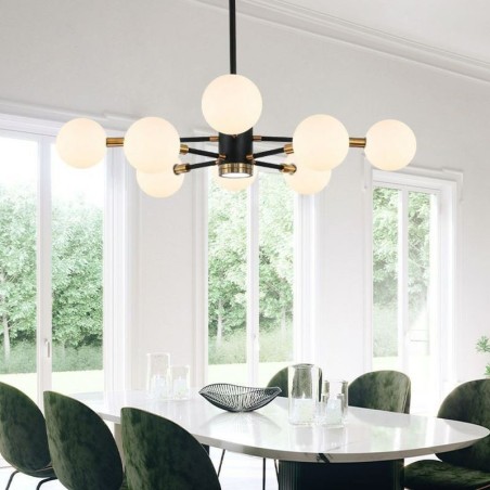 Lampada a sospensione nordica in vetro bianco latte rotondo