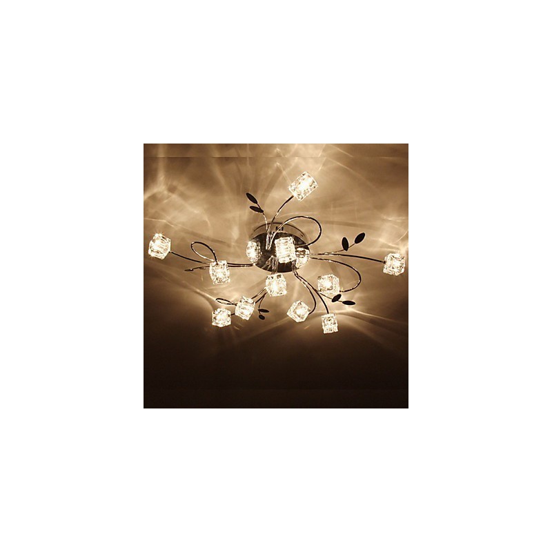Plafoniera a montaggio a filo moderna/contemporanea in cristallo e vetro trasparente, 10 lampadine G4