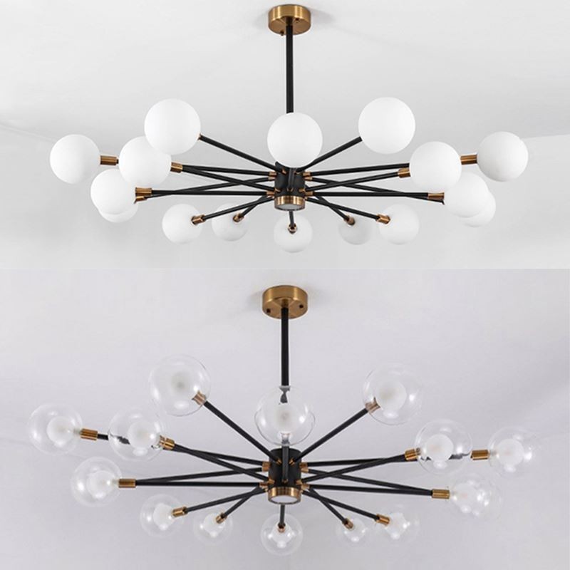 Lampada a sospensione nordica in vetro bianco latte rotondo