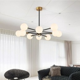 Lampada a sospensione nordica in vetro bianco latte rotondo