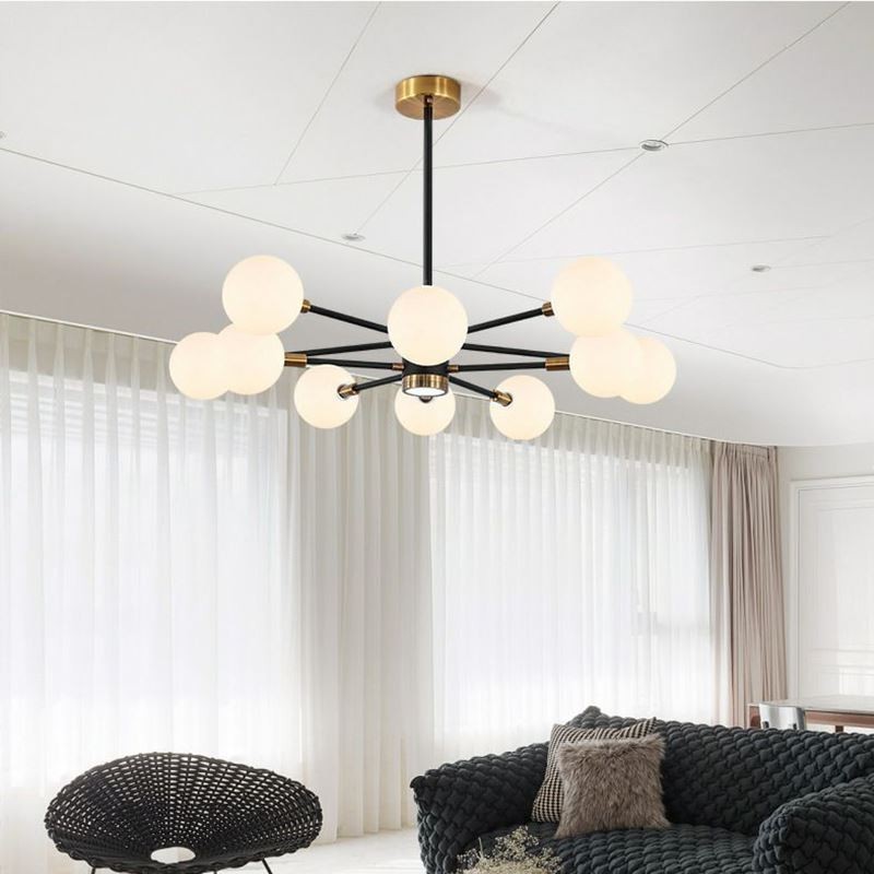 Lampada a sospensione nordica in vetro bianco latte rotondo