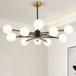 Lampada a sospensione nordica in vetro bianco latte rotondo