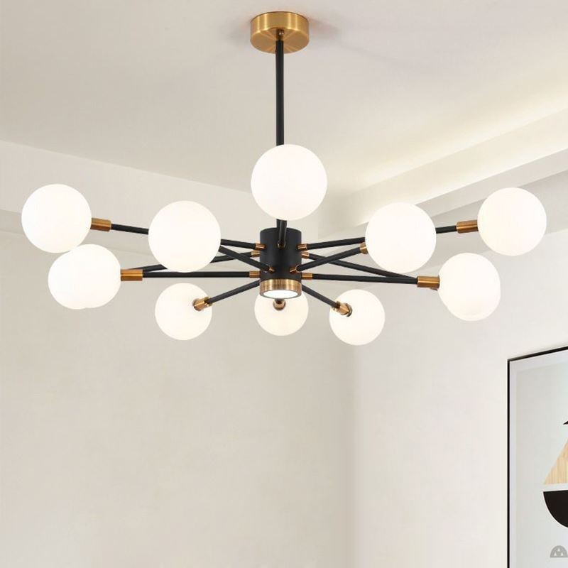 Lampada a sospensione nordica in vetro bianco latte rotondo