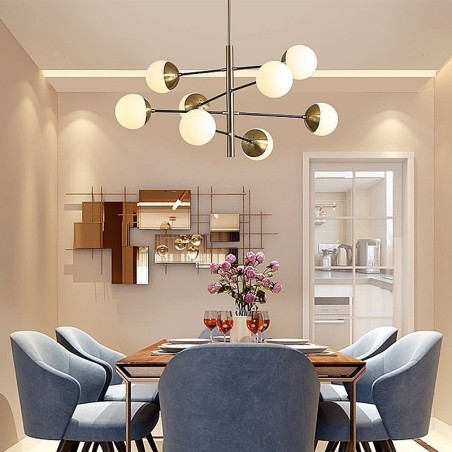Lampada a sospensione in vetro nordico a forma di fagiolo, 6/8 luci E26/E27