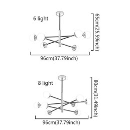 Lampada a sospensione in vetro nordico a forma di fagiolo, 6/8 luci E26/E27