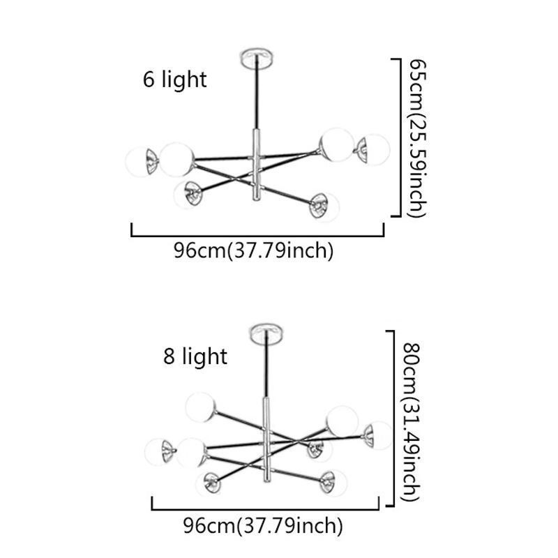 Lampada a sospensione in vetro nordico a forma di fagiolo, 6/8 luci E26/E27