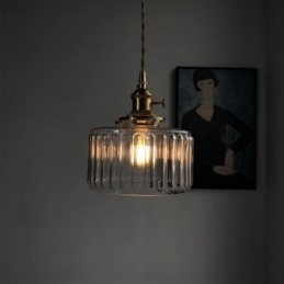 Lampada a sospensione in vetro trasparente zigrinato Jelly Jar con interruttore a torsione
