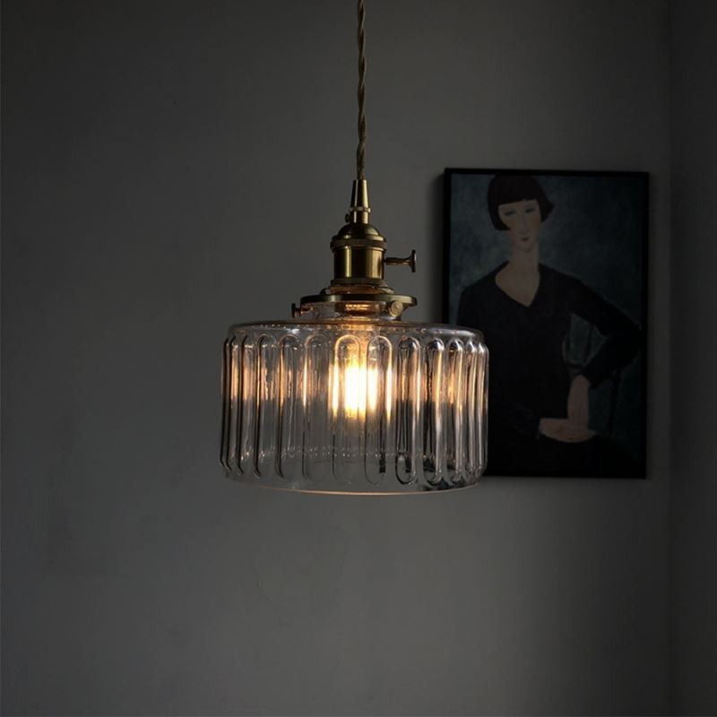 Lampada a sospensione in vetro trasparente zigrinato Jelly Jar con interruttore a torsione