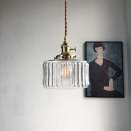 Lampada a sospensione in vetro trasparente zigrinato Jelly Jar con interruttore a torsione