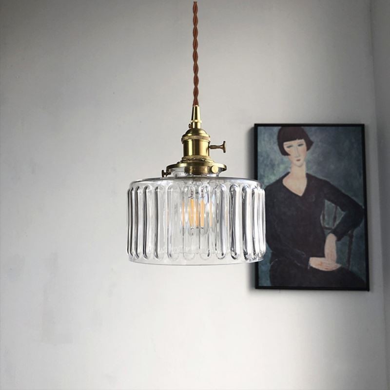 Lampada a sospensione in vetro trasparente zigrinato Jelly Jar con interruttore a torsione