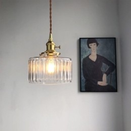 Lampada a sospensione in vetro trasparente zigrinato Jelly Jar con interruttore a torsione