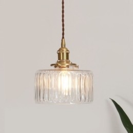 Lampada a sospensione in vetro trasparente zigrinato Jelly Jar con interruttore a torsione