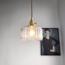 Lampada a sospensione in vetro trasparente zigrinato Jelly Jar con interruttore a torsione
