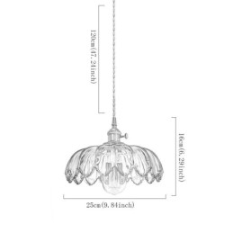 Lampada a sospensione retrò moderna in vetro a forma di fiore con interruttore a torsione