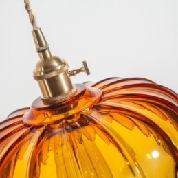 Lampada a sospensione retrò moderna in vetro a forma di fiore con interruttore a torsione