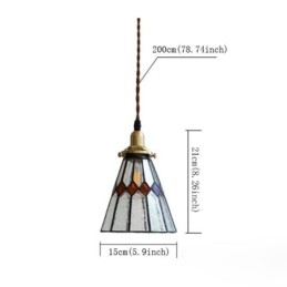 Lampada a sospensione rustica in vetro colorato con fissaggio in ottone