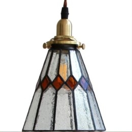 Lampada a sospensione rustica in vetro colorato con fissaggio in ottone