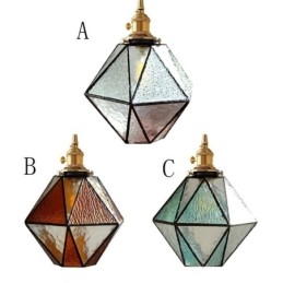 Lampada a sospensione geometrica in vetro colorato stile fattoria