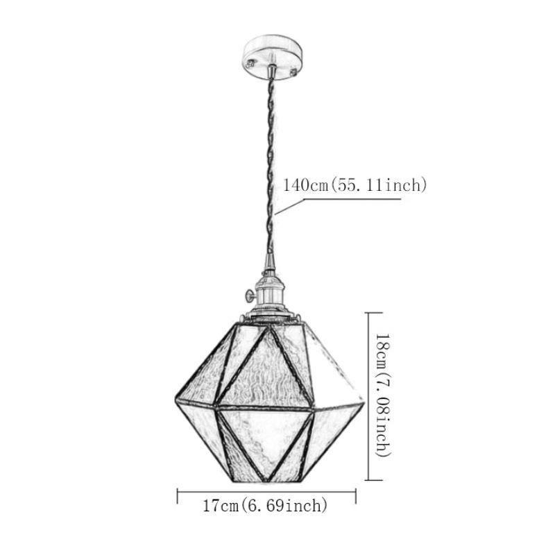 Lampada a sospensione geometrica in vetro colorato stile fattoria