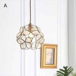 Lampada a sospensione in vetro a petalo, stile nordico, E26/E27, cavo 150 cm