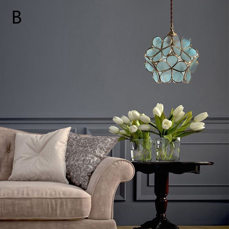 Lampada a sospensione in vetro a petalo, stile nordico, E26/E27, cavo 150 cm