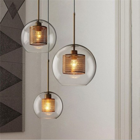 Lampada a sospensione nordica in vetro a sfera rotonda