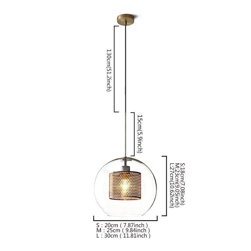 Lampada a sospensione nordica in vetro a sfera rotonda