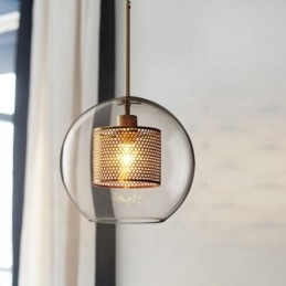 Lampada a sospensione nordica in vetro a sfera rotonda