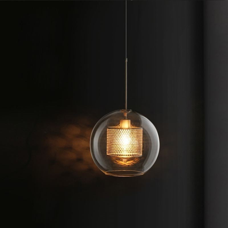 Lampada a sospensione nordica in vetro a sfera rotonda